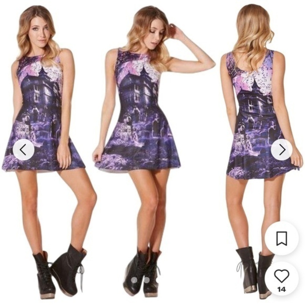 BlackMilk hainted house purple and blk sleeveless tank pull over dress nwt